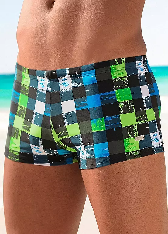 Buffalo Checked Boxer Swimming Trunks 1 Buffalo Checked Boxer Swimming Trunks