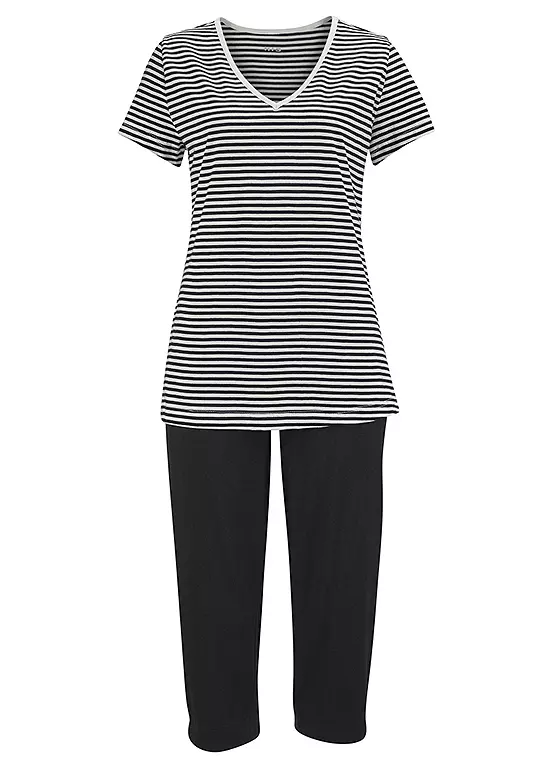 H.I.S Striped Capri Pyjamas 2 H.I.S Striped Capri Pyjamas - Image 2