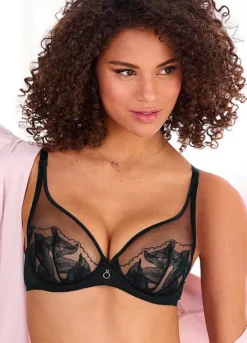 LASCANA Decorative Bow With Ring Embroidered Plunge Bra -Daily Bra Store LASCANA Decorative Bow with Ring Embroidered Plunge Bra32512313FRSP