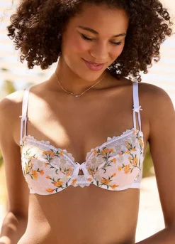 LASCANA Floral Lace Underwired Non-Padded Full Cup Bra