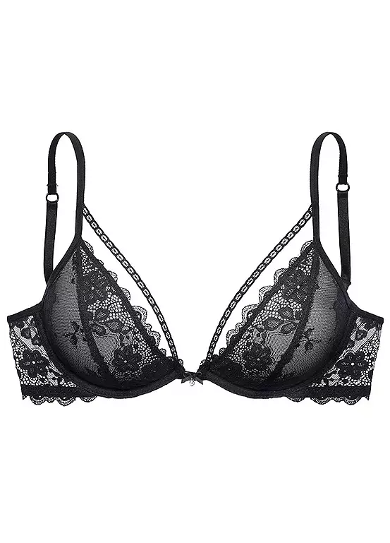 LASCANA Floral Lace Underwired Plunge Bra 5 LASCANA Floral Lace Underwired Plunge Bra - Image 5