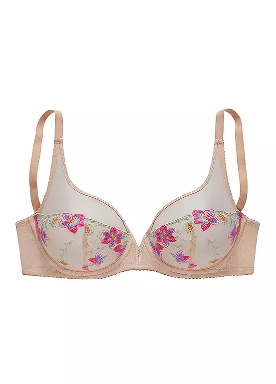 LASCANA Floral Underwired Non Padded Balcony Bra 2 LASCANA Floral Underwired Non Padded Balcony Bra - Image 2