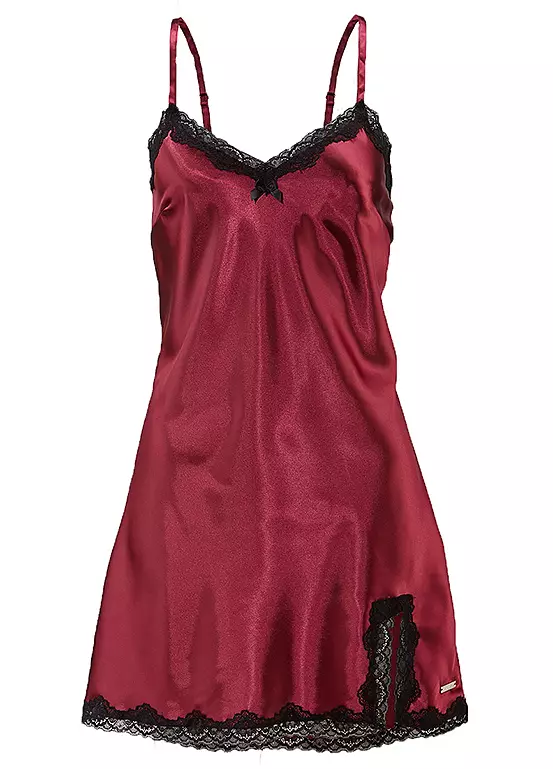 LASCANA Lace Trim Satin Negligee 2 LASCANA Lace Trim Satin Negligee - Image 2