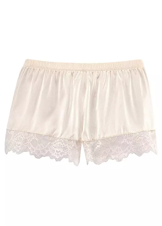 LASCANA Lace Trim Silk Shorts 2 LASCANA Lace Trim Silk Shorts - Image 2