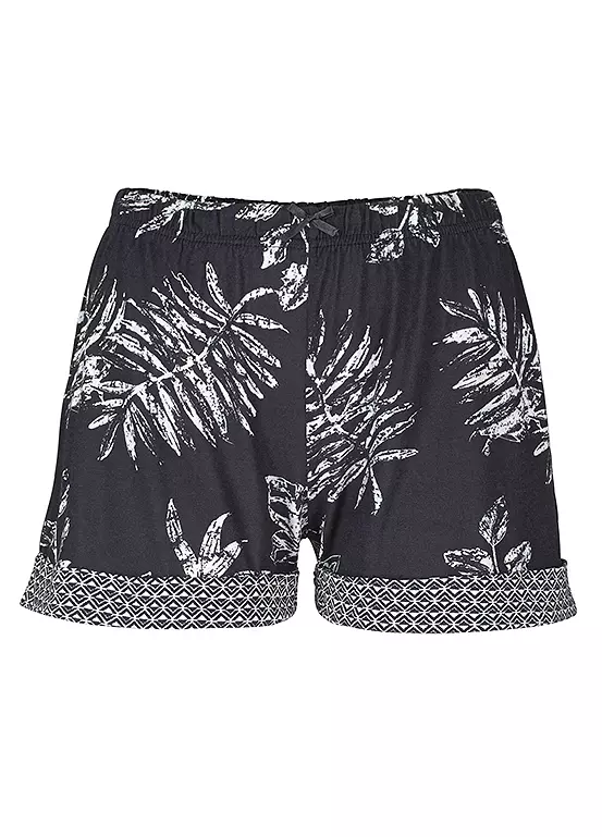 LASCANA Leaf Print Short Pyjamas 2 LASCANA Leaf Print Short Pyjamas - Image 2