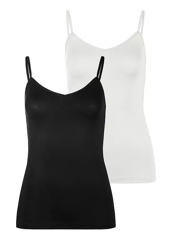 LASCANA Pack Of 2 Spaghetti Strap Vest Tops 1 LASCANA Pack Of 2 Spaghetti Strap Vest Tops