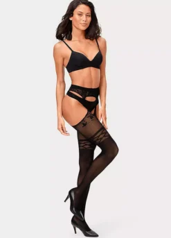 Petite Fleur Gold Overknee Tights -Daily Bra Store Petite Fleur Gold Overknee Tights64679726FRSP W03