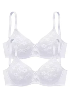 Petite Fleur Pack Of 2 Floral Lace Minimiser Bras -Daily Bra Store Petite Fleur Pack of 2 Floral Lace Minimiser Bras84884705FRSC