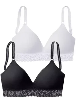 Petite Fleur Pack Of 2 Lace Trim Bralettes