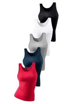 Petite Fleur Pack Of 5 Double Rib Vests -Daily Bra Store Petite Fleur Pack of 5 Double Rib Vests622532FRSC