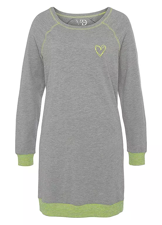 Vivance Dreams Contrast Trim Heart Print Nightie 2 Vivance Dreams Contrast Trim Heart Print Nightie - Image 2