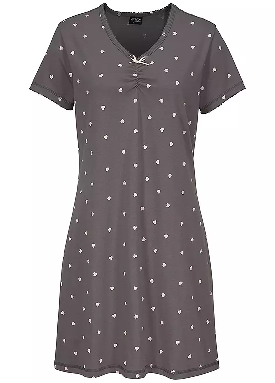 Vivance Dreams Heart Print Nightgown 2 Vivance Dreams Heart Print Nightgown - Image 2