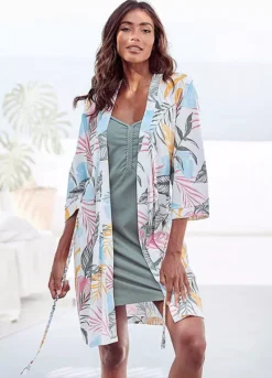 Vivance Dreams Leaf Print Kimono