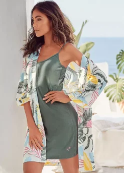 Vivance Dreams Leaf Print Kimono -Daily Bra Store Vivance Dreams Leaf Print Kimono57283354FRSP W01