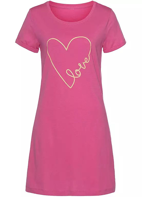 Vivance Dreams Long Nightie With Heart Print 2 Vivance Dreams Long Nightie With Heart Print - Image 2
