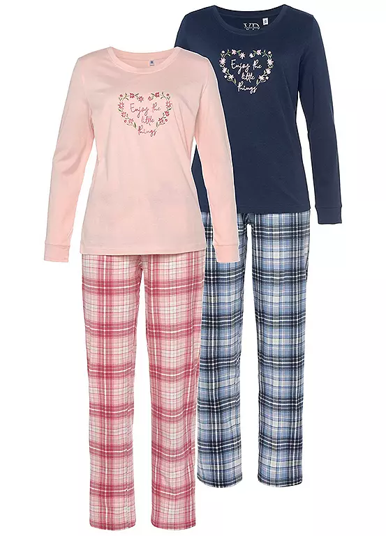 Vivance Dreams Pack Of 2 Check Pyjamas 1 Vivance Dreams Pack Of 2 Check Pyjamas