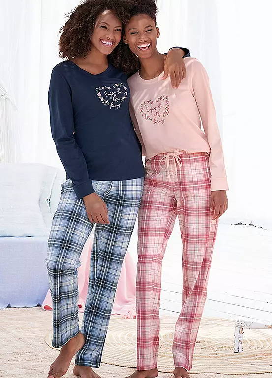 Vivance Dreams Pack Of 2 Check Pyjamas 2 Vivance Dreams Pack Of 2 Check Pyjamas - Image 2