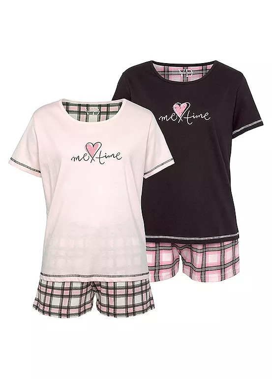 Vivance Dreams Pack Of 2 Checked Shorts Pyjama Set 2 Vivance Dreams Pack Of 2 Checked Shorts Pyjama Set - Image 2