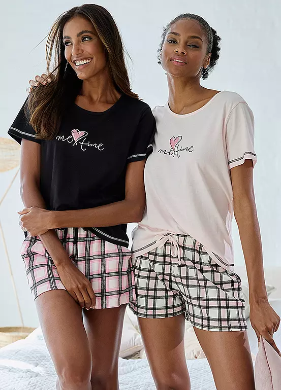 Vivance Dreams Pack Of 2 Checked Shorts Pyjama Set 1 Vivance Dreams Pack Of 2 Checked Shorts Pyjama Set