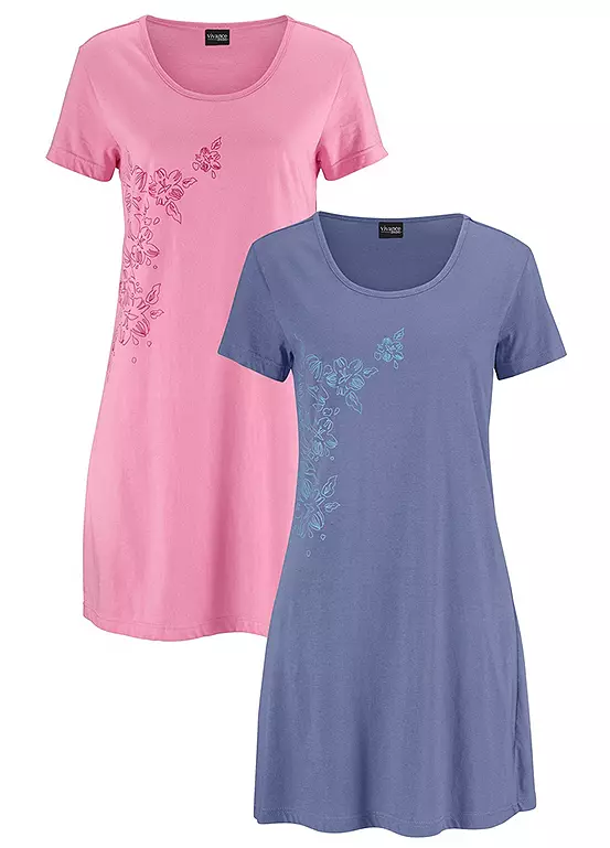 Vivance Dreams Pack Of 2 Floral Nighties 1 Vivance Dreams Pack Of 2 Floral Nighties