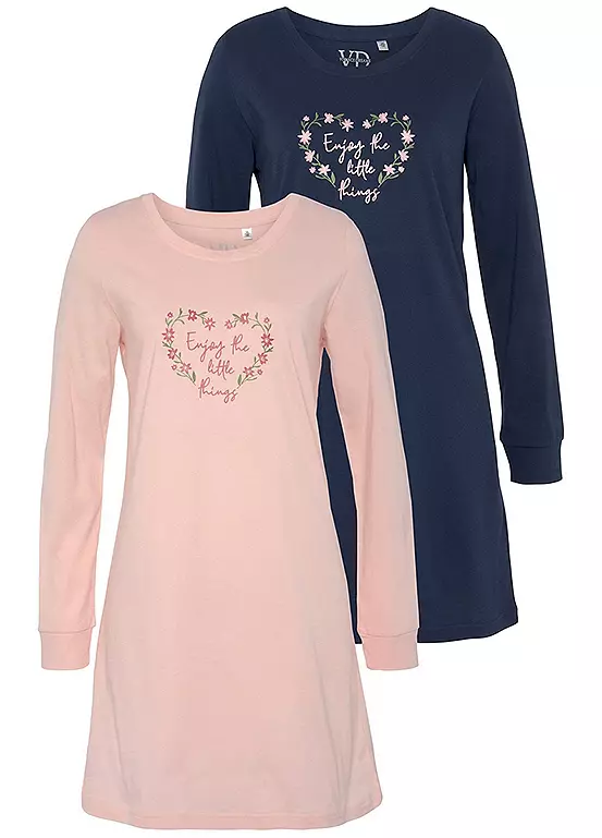 Vivance Dreams Pack Of 2 Long Sleeve Nighties 1 Vivance Dreams Pack Of 2 Long Sleeve Nighties