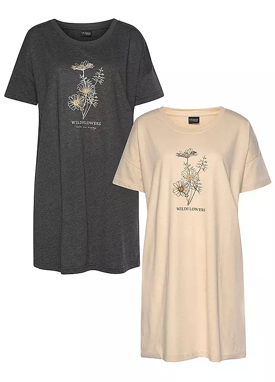 Vivance Dreams Pack Of 2 Print Nighties 1 Vivance Dreams Pack Of 2 Print Nighties