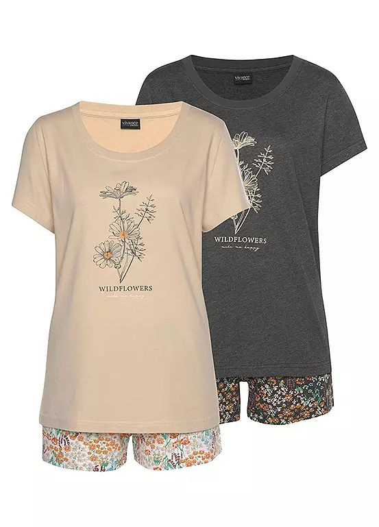Vivance Dreams Pack Of 2 Print Shorty Pyjamas 1 Vivance Dreams Pack Of 2 Print Shorty Pyjamas