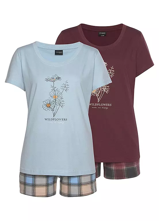Vivance Dreams Pack Of 2 Shorty Pyjamas 1 Vivance Dreams Pack Of 2 Shorty Pyjamas