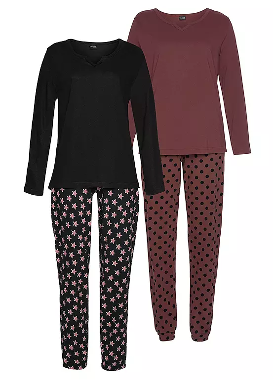 Vivance Dreams Pack Of 2 Star Print Pyjamas 3 Vivance Dreams Pack Of 2 Star Print Pyjamas - Image 3