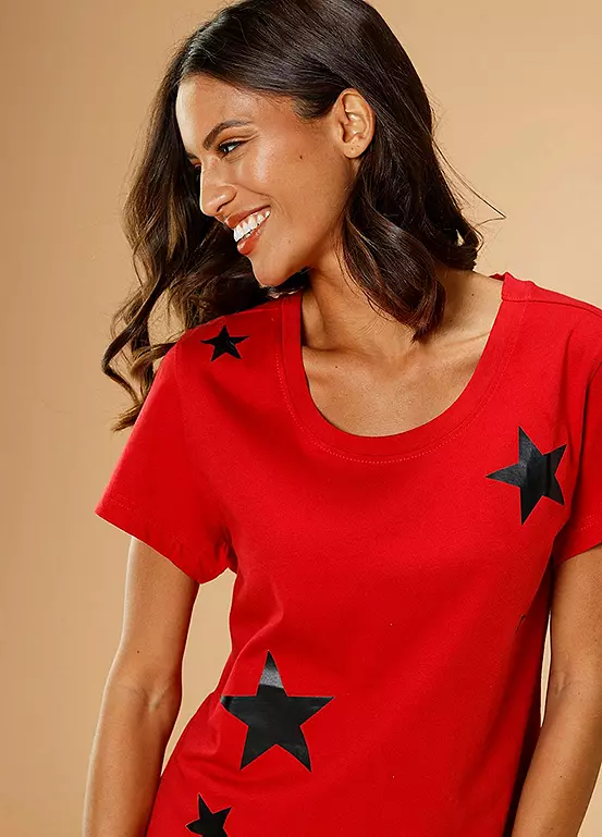 Vivance Dreams Star Print Long Nightie 3 Vivance Dreams Star Print Long Nightie - Image 3