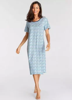 Vivance Dreams Stripe Short Sleeve Midi Nightie
