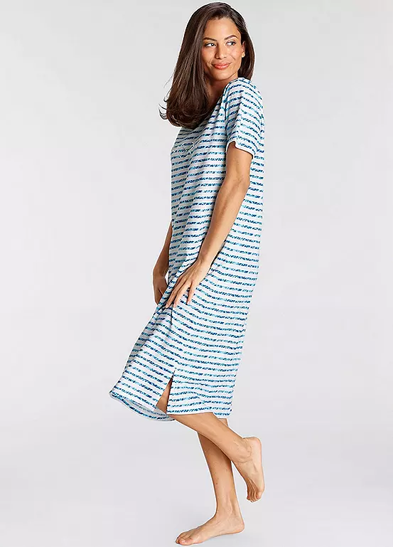 Vivance Dreams Stripe Short Sleeve Midi Nightie 4 Vivance Dreams Stripe Short Sleeve Midi Nightie - Image 4