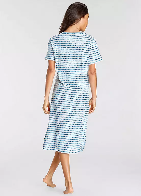 Vivance Dreams Stripe Short Sleeve Midi Nightie 5 Vivance Dreams Stripe Short Sleeve Midi Nightie - Image 5