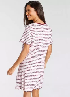 Vivance Dreams Stripe Short Sleeve Ruffle Hem Nightie 7 Vivance Dreams Stripe Short Sleeve Ruffle Hem Nightie -Daily Bra Store Vivance Dreams Stripe Short Sleeve Ruffle Hem Nightie91108622FRSP W01