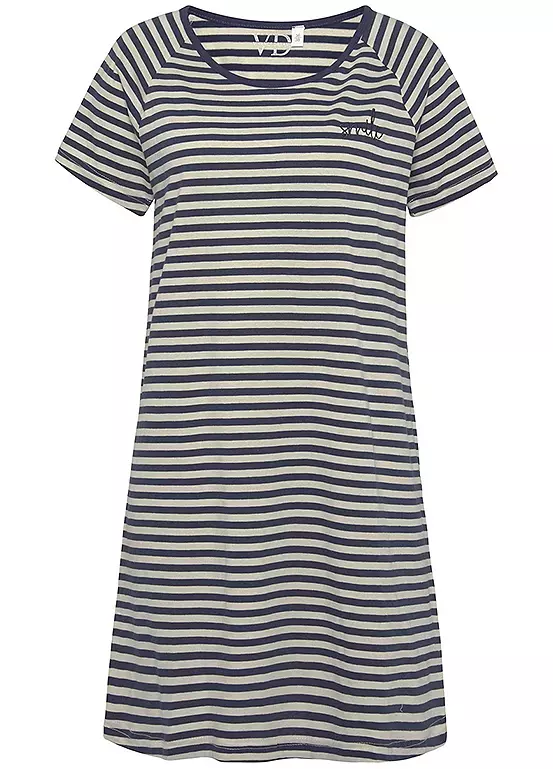 Vivance Dreams Striped Short Sleeve Nightie 2 Vivance Dreams Striped Short Sleeve Nightie - Image 2