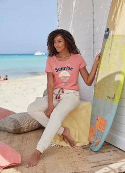 Vivance Sunrise Front Print Round Neck T-Shirt -Daily Bra Store Vivance Sunrise Front Print Round Neck T Shirt25578462FRSP W01