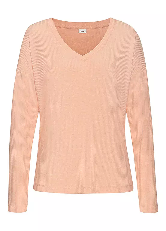 S.Oliver V-Neck Long Sleeve Pyjama Top 2 S.Oliver V-Neck Long Sleeve Pyjama Top - Image 2